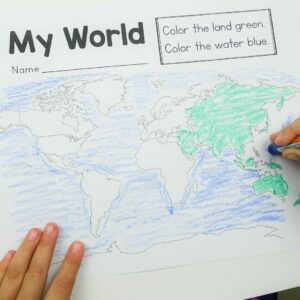 Around the world mat coloring sheet