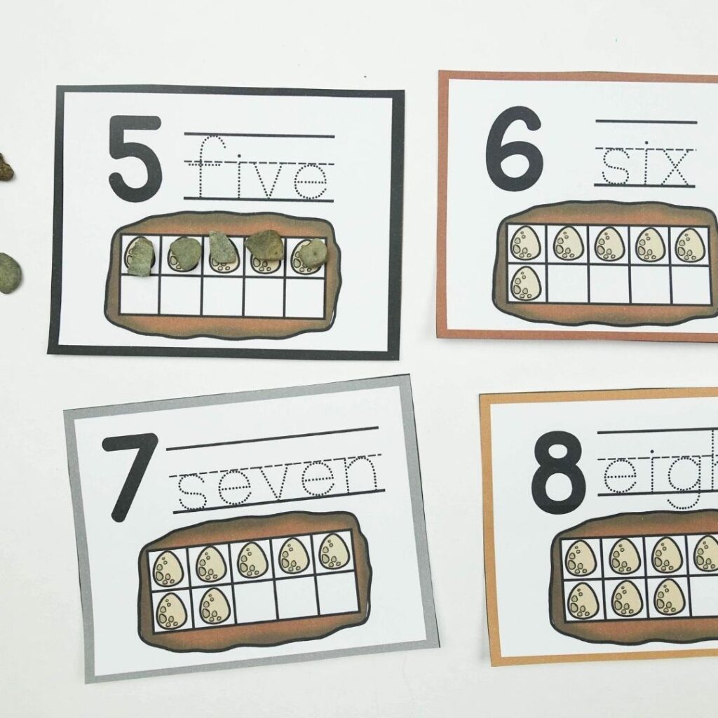 Dinosaur preschool activity dinosaur ten frame counting cards