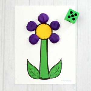 Flower and tree activities for preschoolers. Roll a dice and make the correct number of petals for the flower out of play dough.