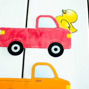 Duck Behind a Truck preschool transportation book activity.