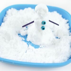 Snow dough sensory weather theme preschool activity.