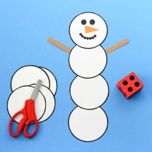 Count and cut snowman winter activity for preschoolers.