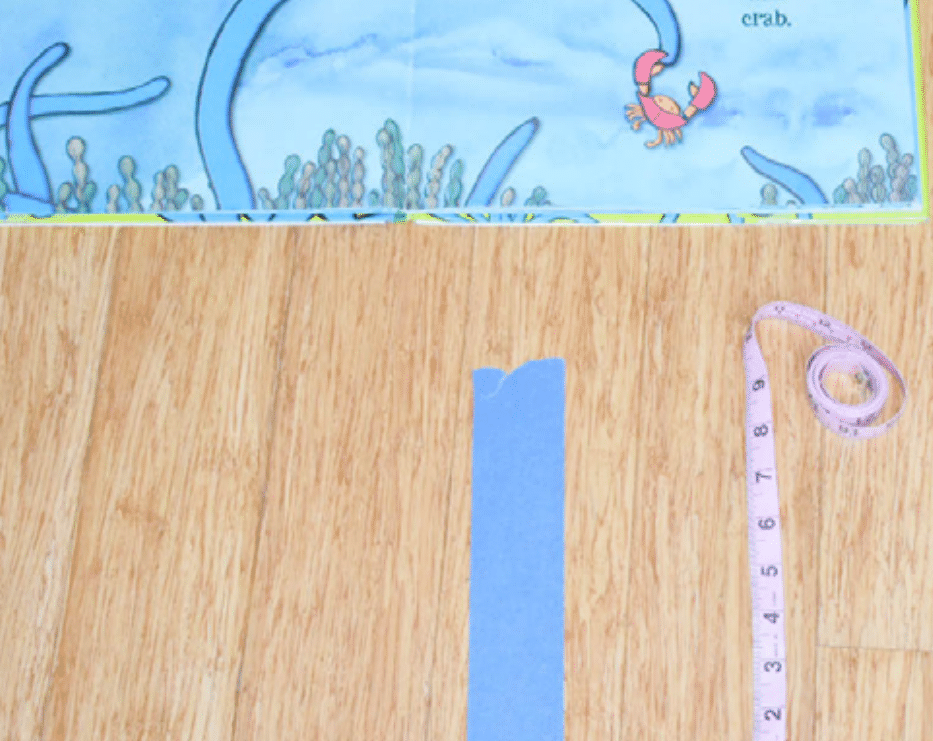 Measure and jump ocean themed math activity for preschool.