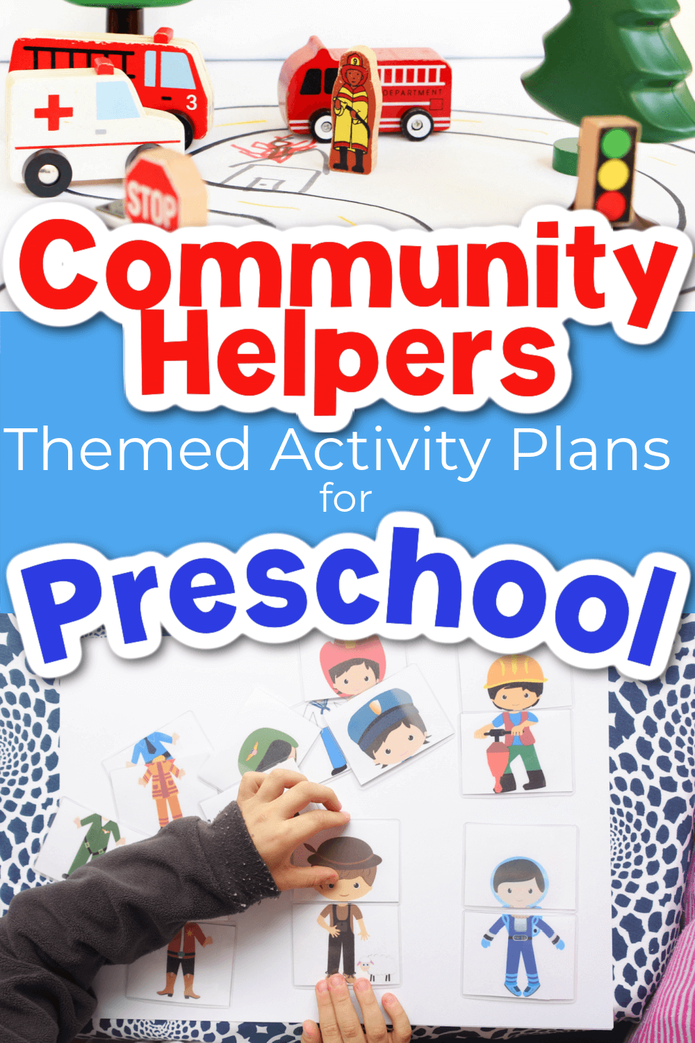 Preschool community helpers lesson plans complete with crafts, books, and activities.