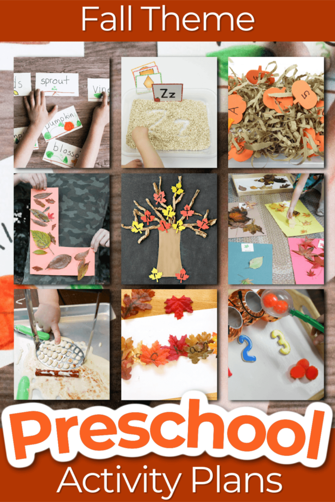 Various preschool fall activities included in Preschool Activity plans set.