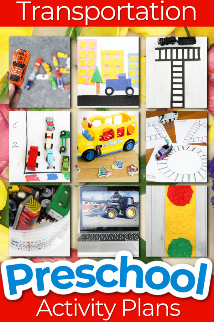 Preschool transportation crafts and activities included in the transportation lesson plans.